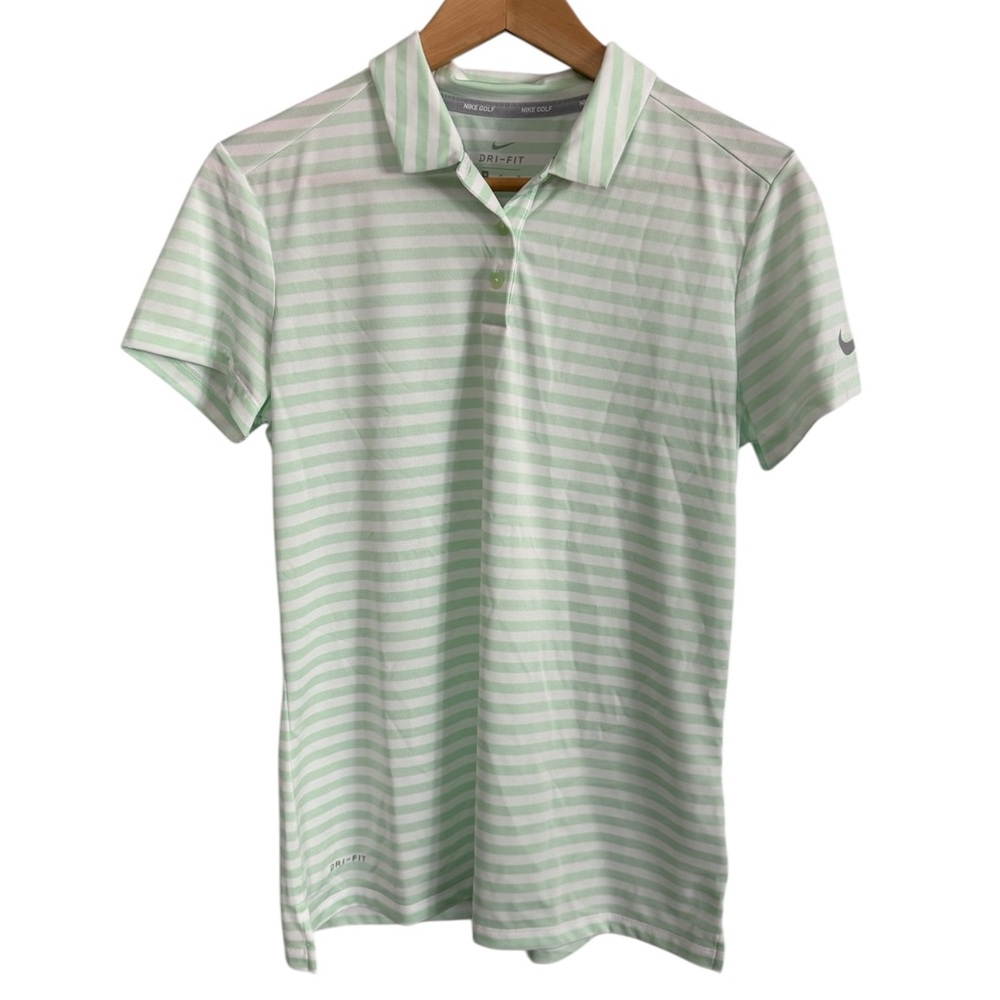 Nike Women’s Light Green Striped Polo Size Medium